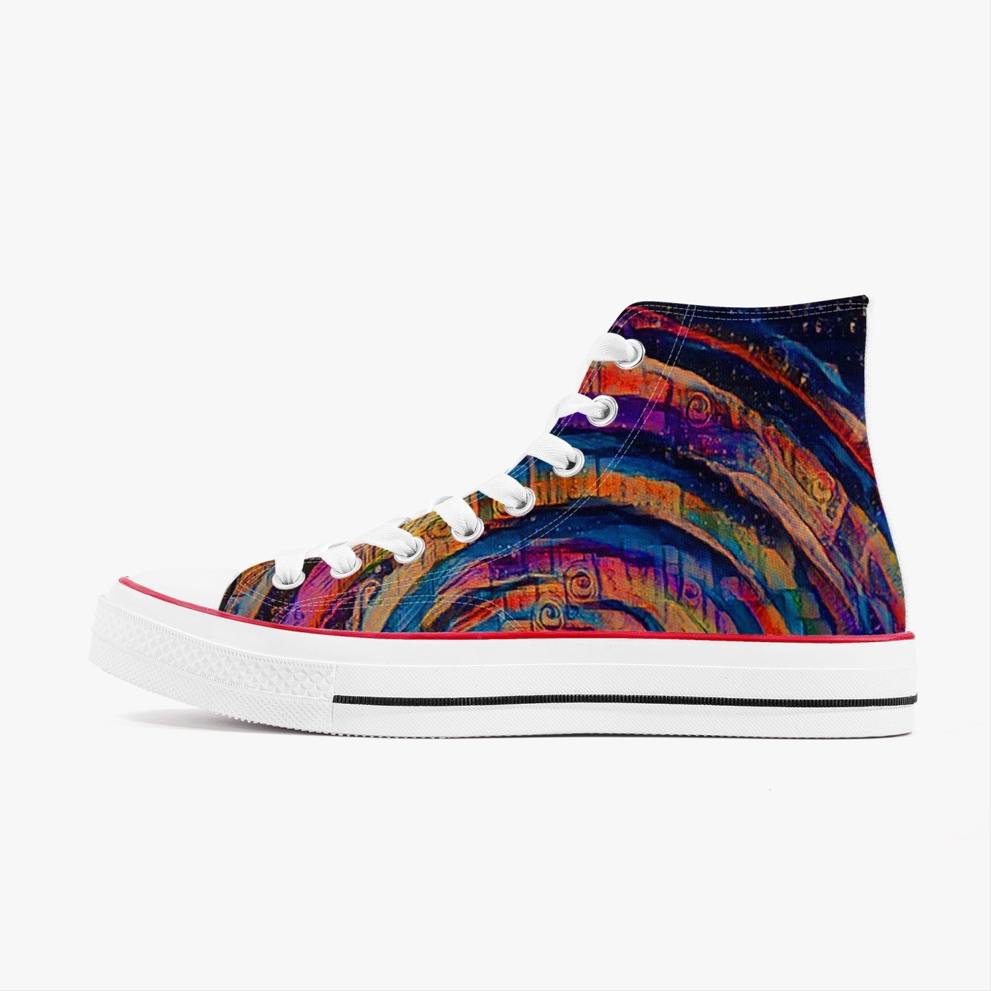 Galactic Rabbit Hole Rainbow High-Top Canvas Shoes - White