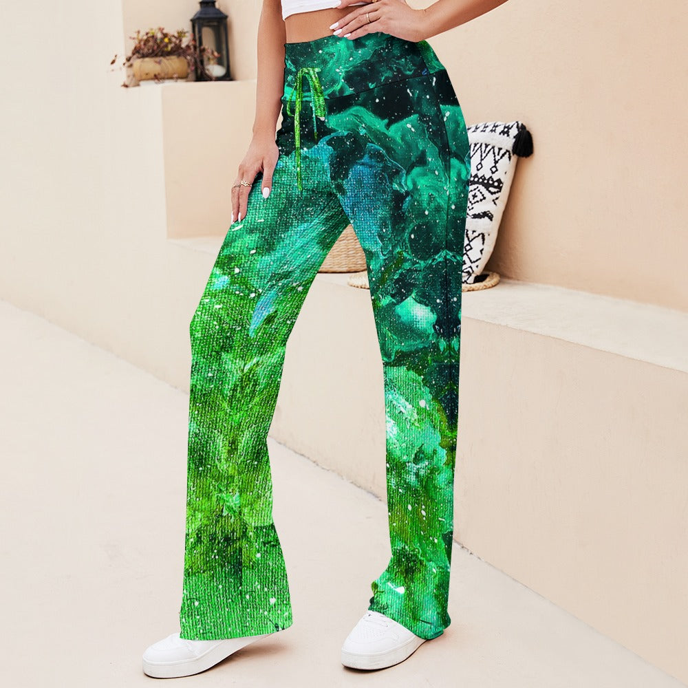 Galactic Love Green Straight Lace-Up Yoga Pants