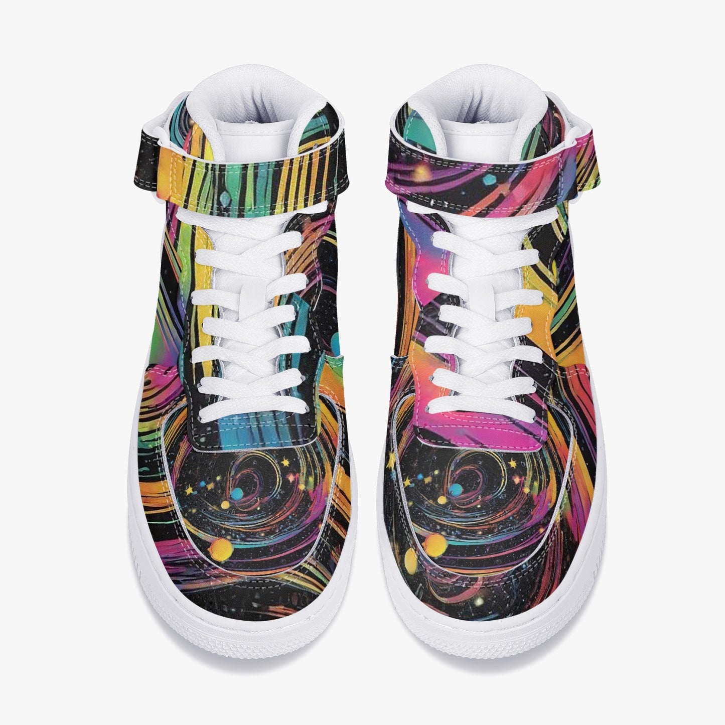 Psychedelic Space AF1 High-Top Leather Sports Sneakers