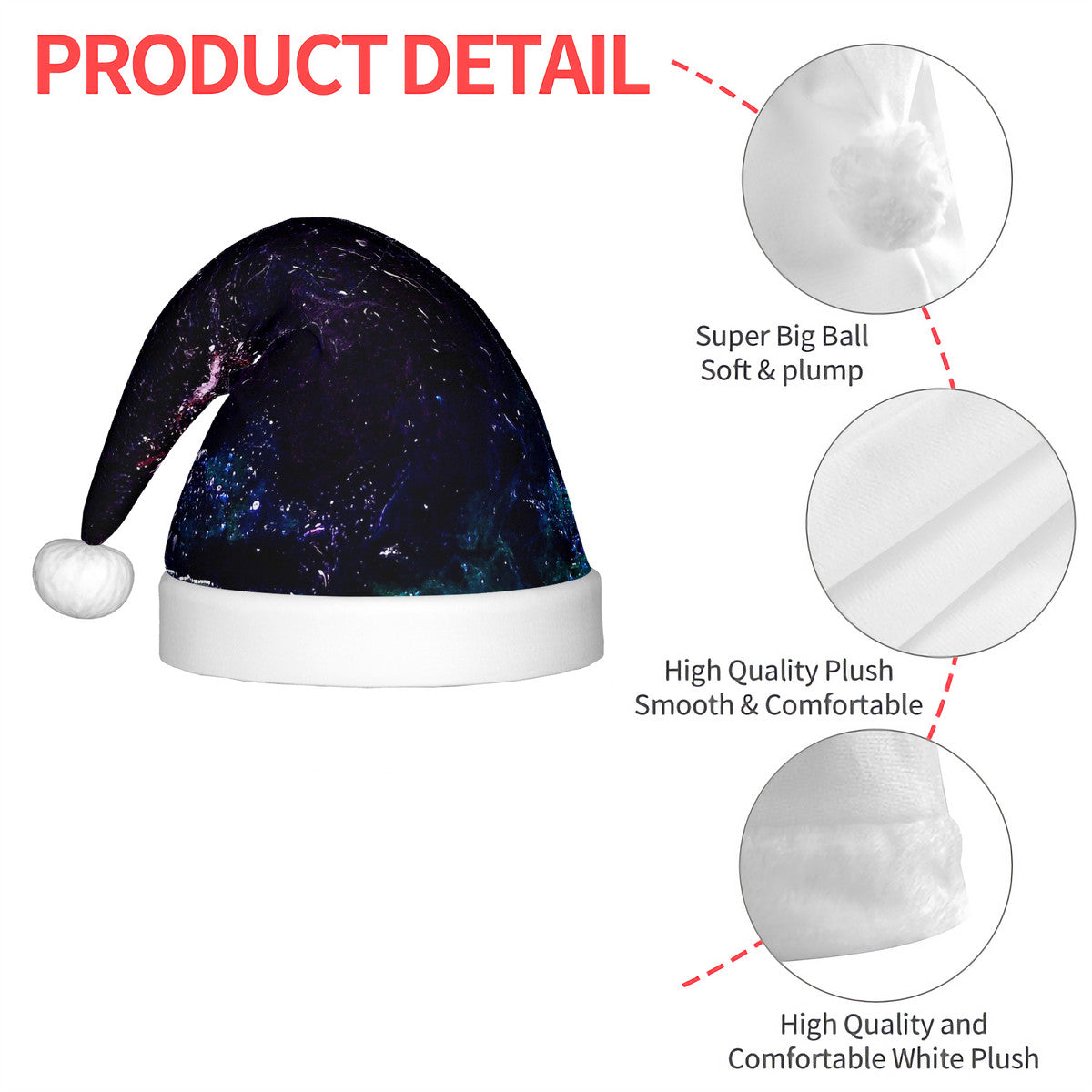 Galactic Darkness Adult Glowing Plush Christmas Hat