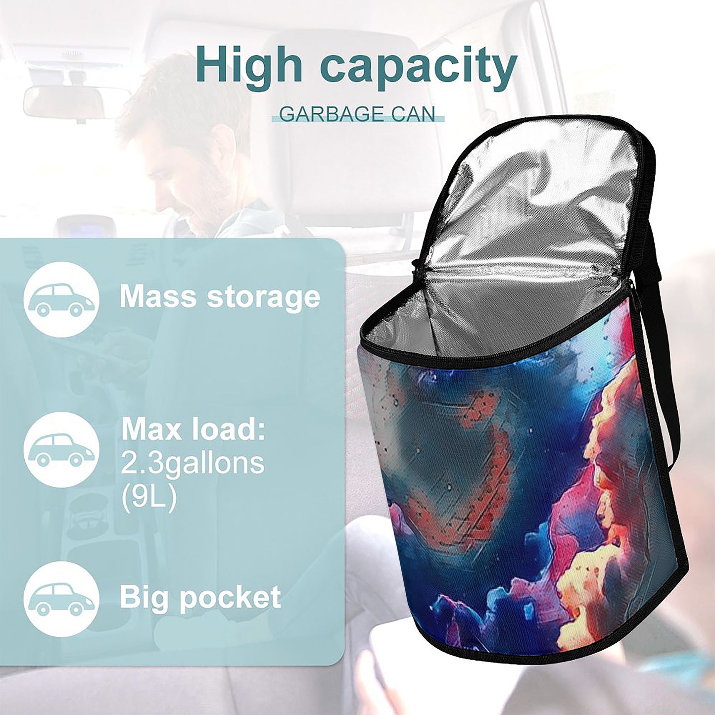 Galactic Ghost Car Garbage Storage Bag