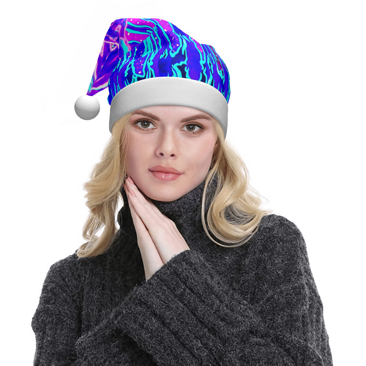 Mystic Cave BlackLight Adult Glowing Plush Christmas Hat