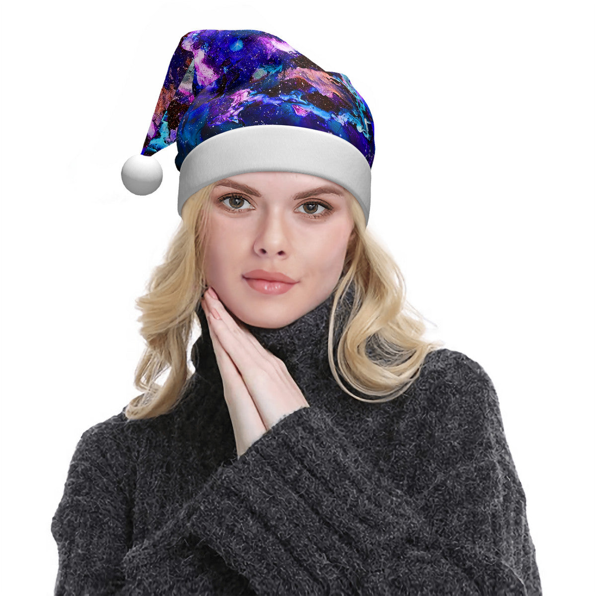 Purple Blue Galaxy Adult Glowing Plush Christmas Hat