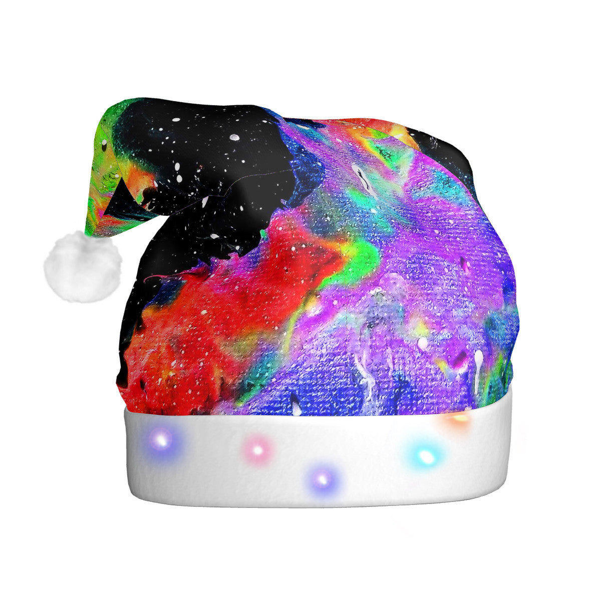 Galactic Rainbow Adult Glowing Plush Christmas Hat