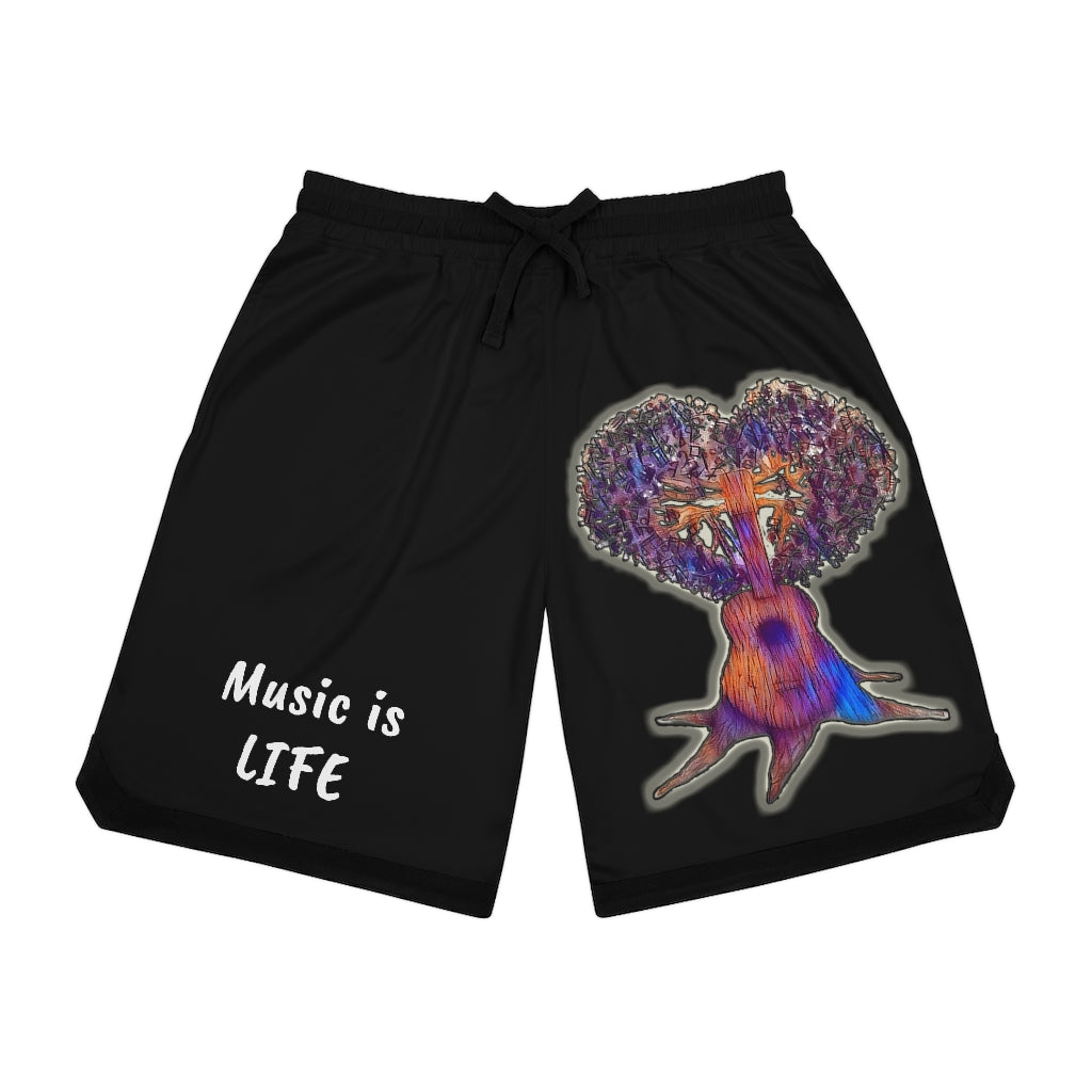 Music is Life 1 Basketball Rib Shorts - Black