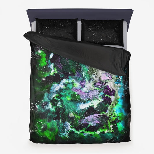 Green Galaxy Microfiber Duvet Cover