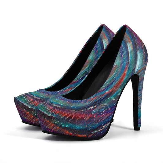 Meteor Shower and Galactic Whirlpool Women Platform Pumps 5 Inch High Heels