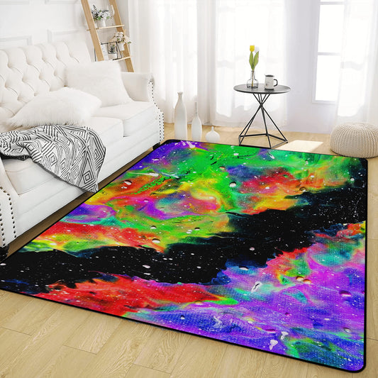 Galactic Rainbow Living Room Carpet Rug