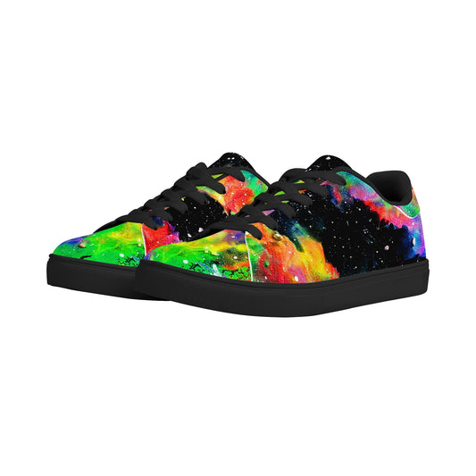 Rainbow Galaxy Womens Low Top Leather Sneakers