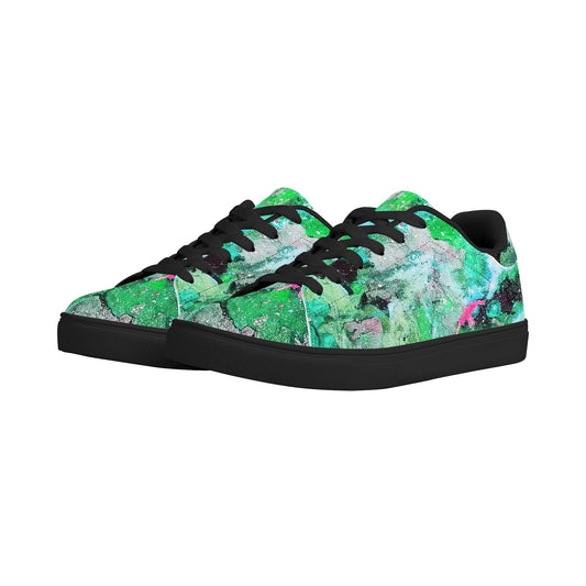 Galaxy Teal Womens Low Top Leather Sneakers