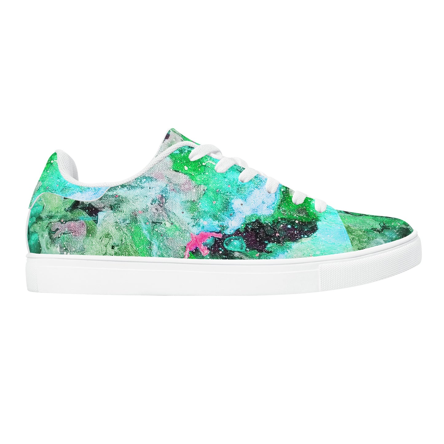 Galaxy Teal Womens Low Top Leather Sneakers