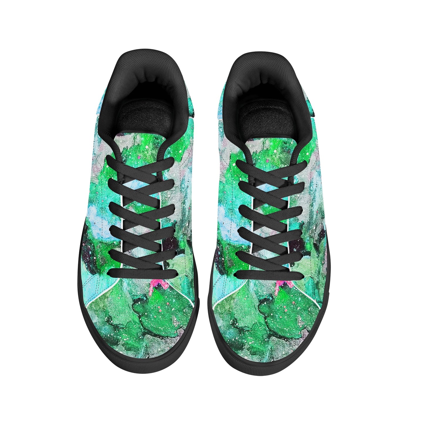 Galaxy Teal Womens Low Top Leather Sneakers