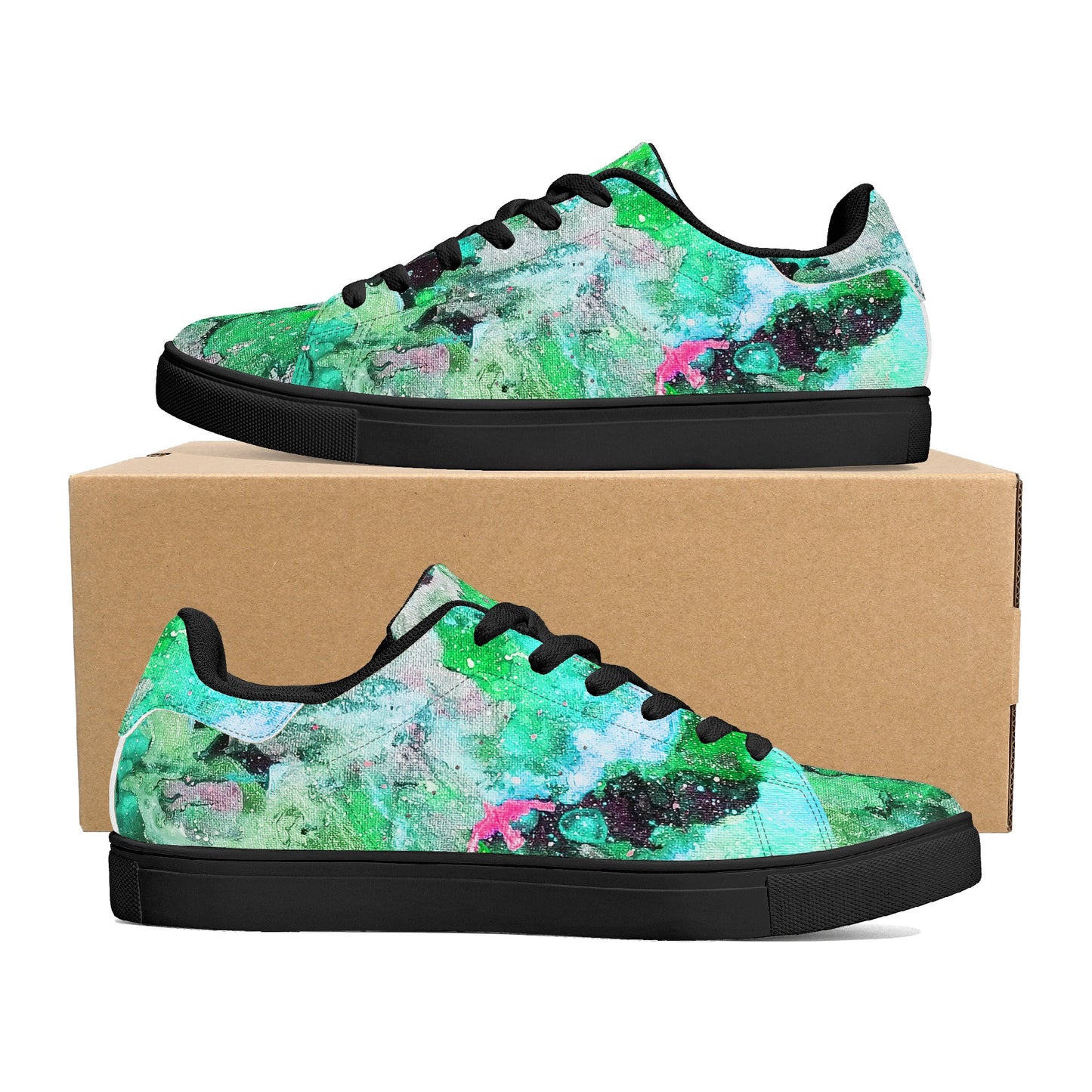 Galaxy Teal Womens Low Top Leather Sneakers