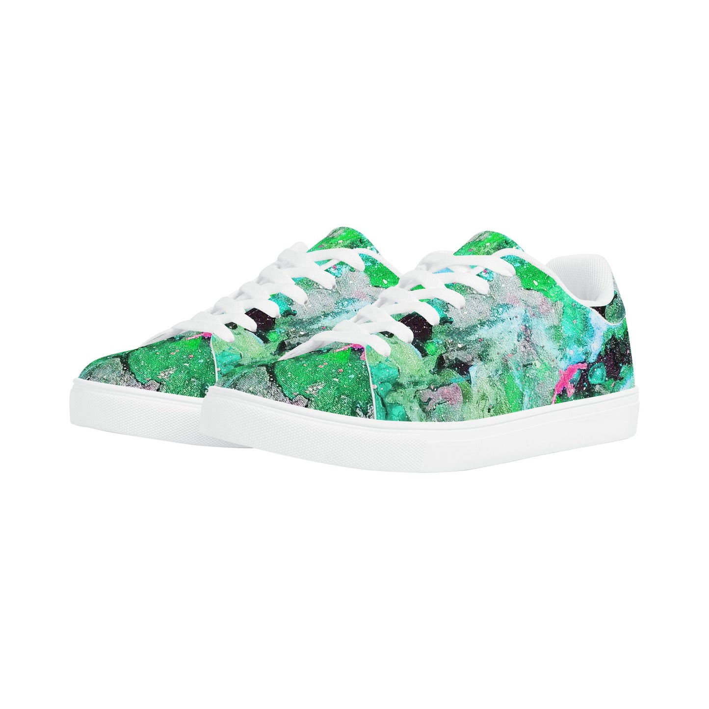 Galaxy Teal Womens Low Top Leather Sneakers