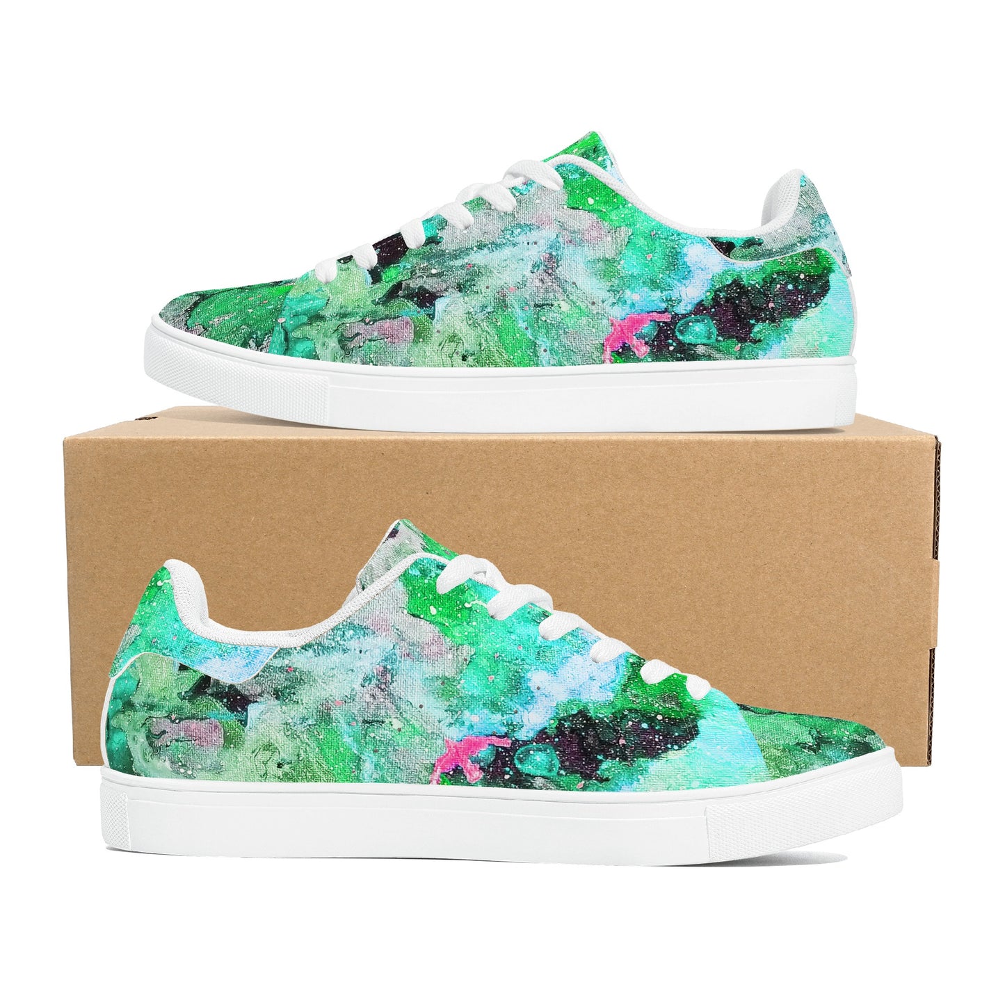 Galaxy Teal Womens Low Top Leather Sneakers