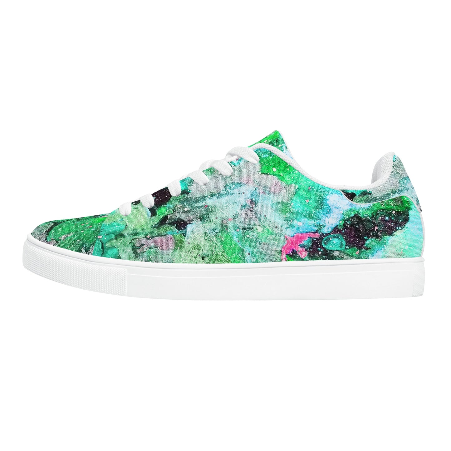 Galaxy Teal Womens Low Top Leather Sneakers