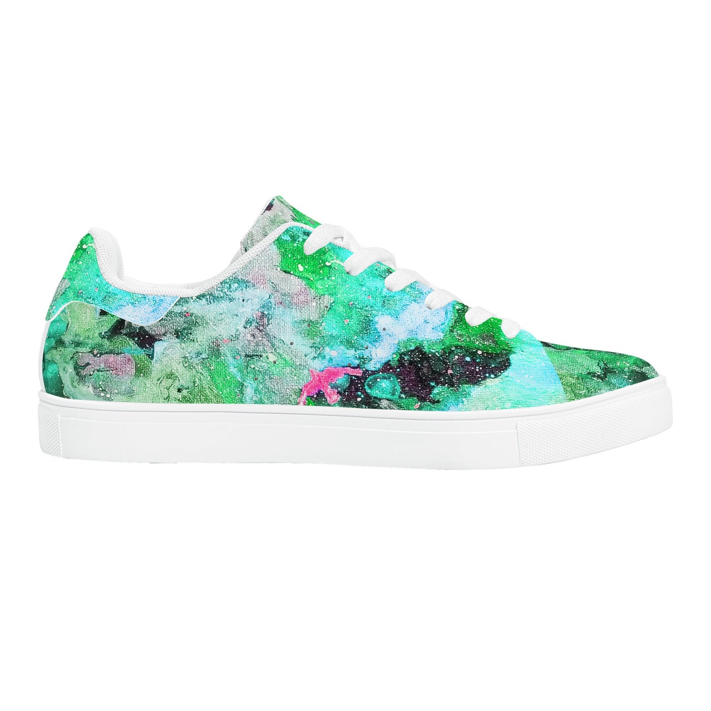 Galaxy Teal Womens Low Top Leather Sneakers