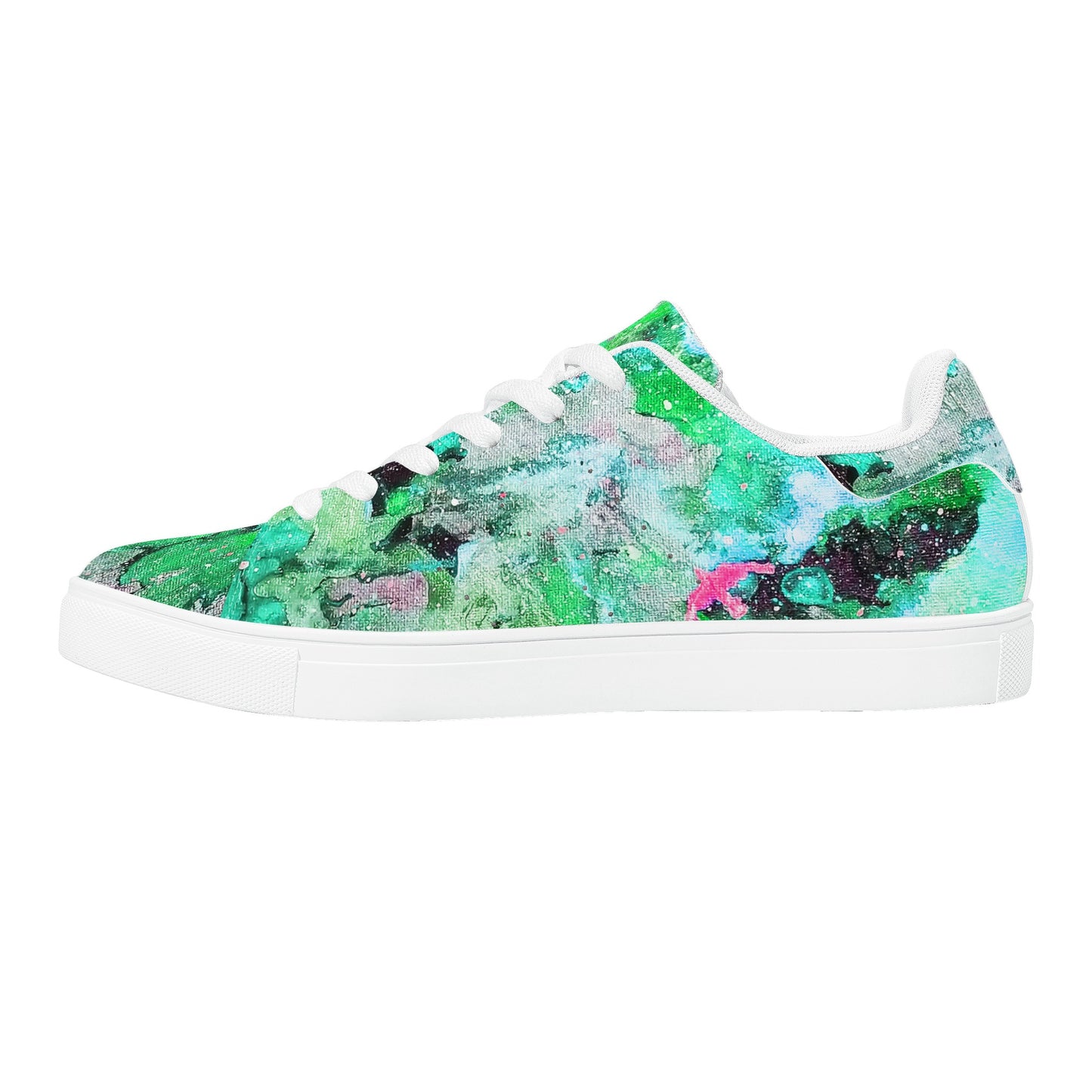 Galaxy Teal Womens Low Top Leather Sneakers