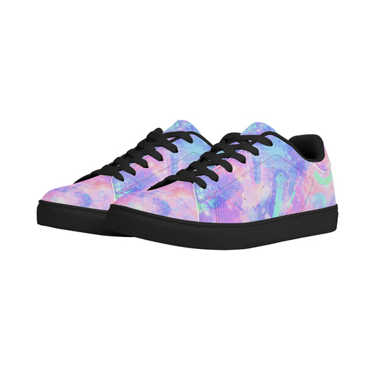 Pastel Skies Womens Low Top Leather Sneakers