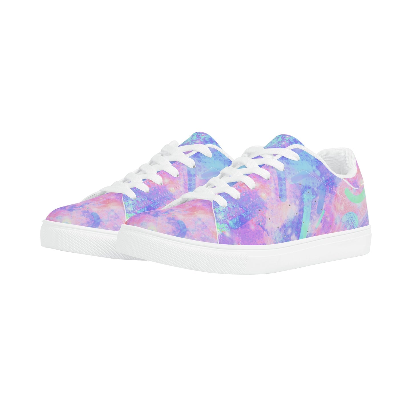 Pastel Skies Womens Low Top Leather Sneakers