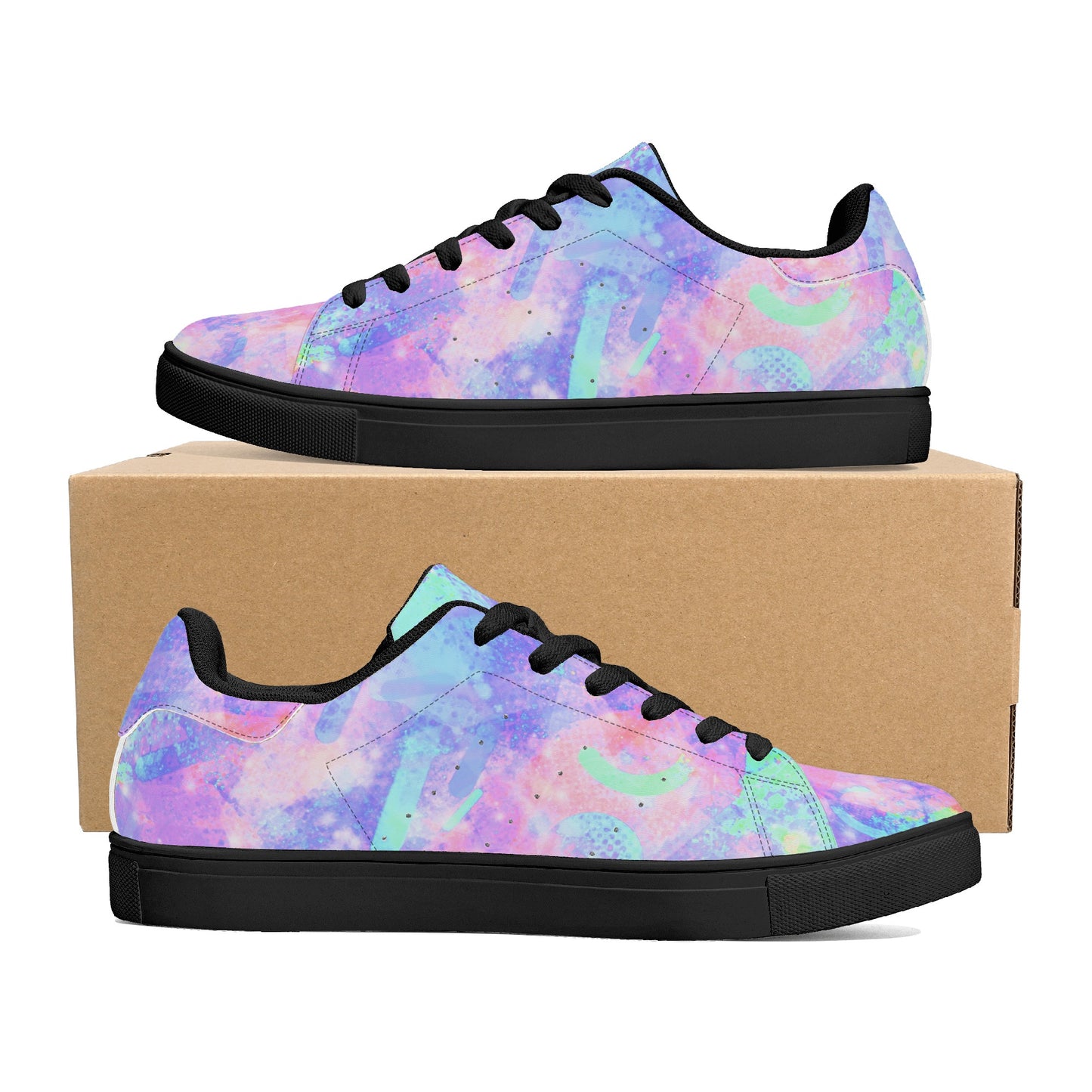 Pastel Skies Womens Low Top Leather Sneakers