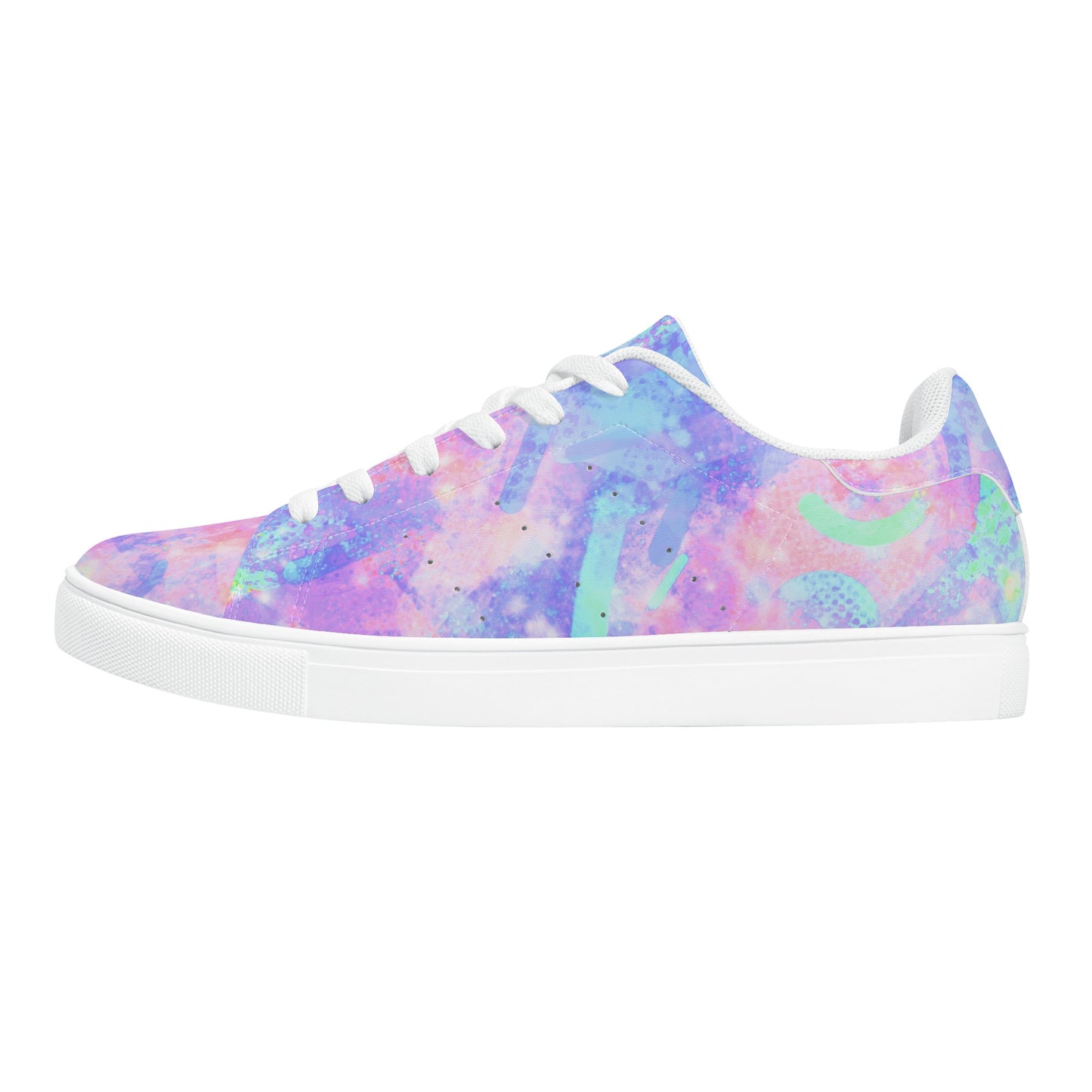 Pastel Skies Womens Low Top Leather Sneakers