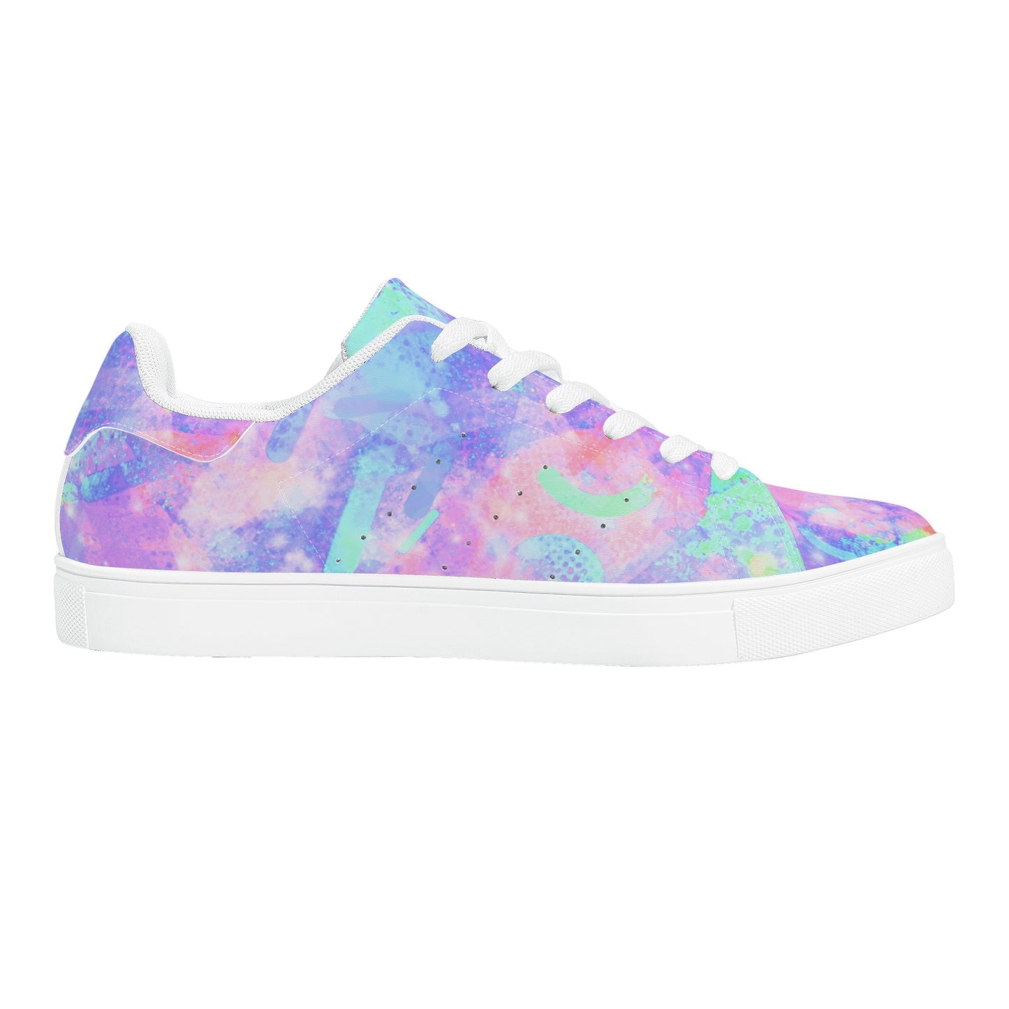 Pastel Skies Womens Low Top Leather Sneakers