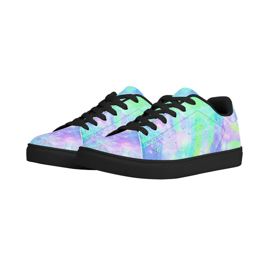 Pastel Skies Womens Low Top Leather Sneakers