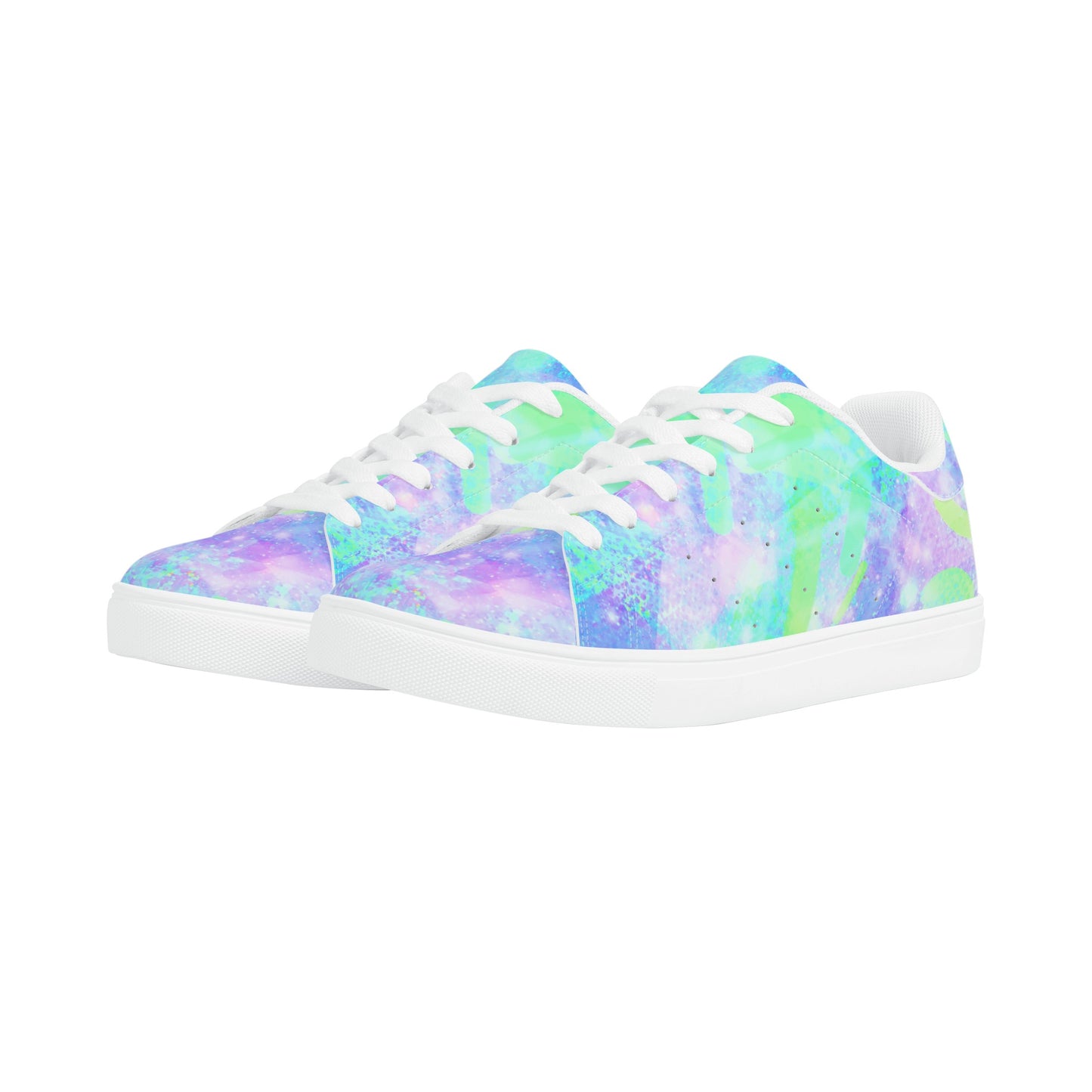 Pastel Skies Womens Low Top Leather Sneakers