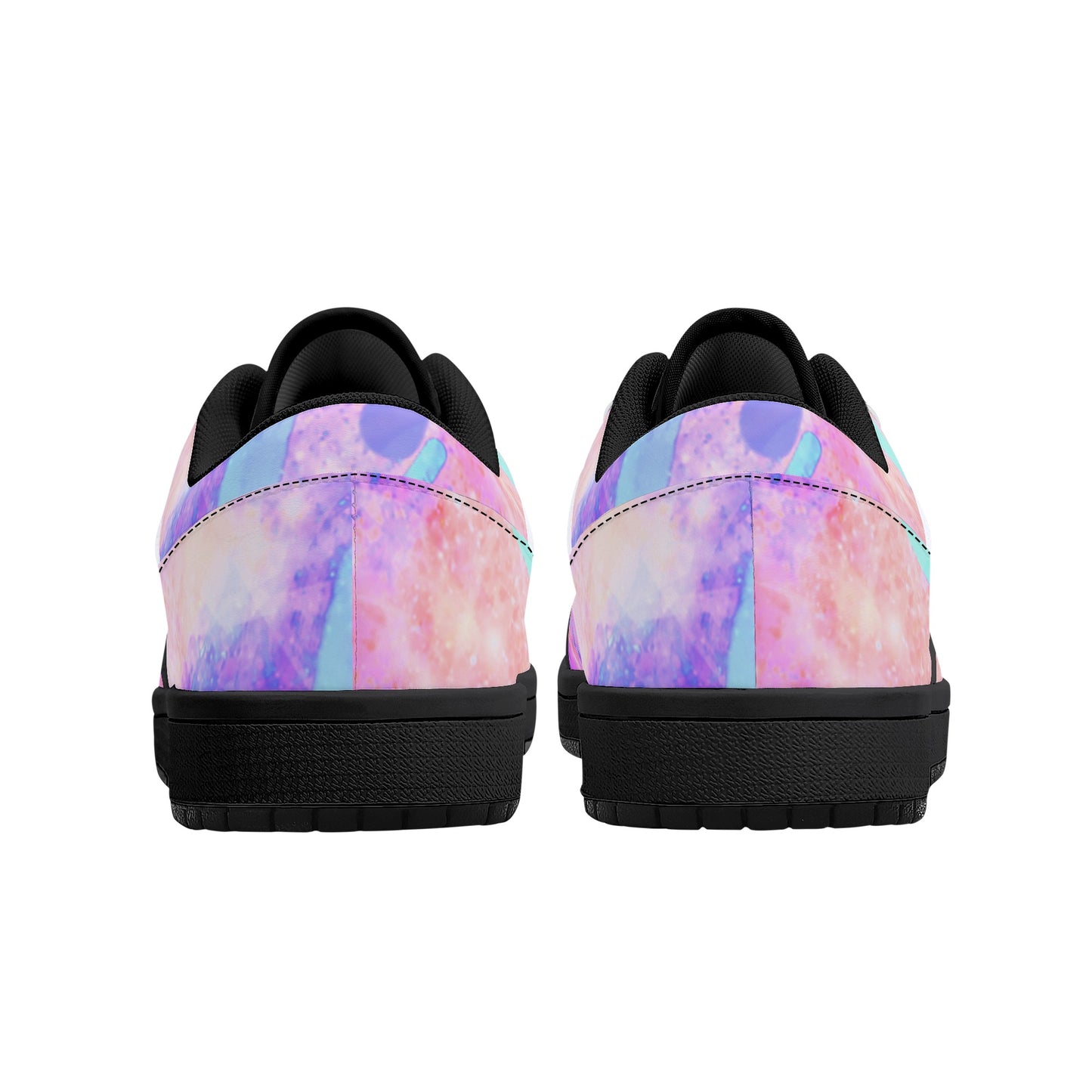 Pastel Skies Mens Black Low Top Leather Sneakers