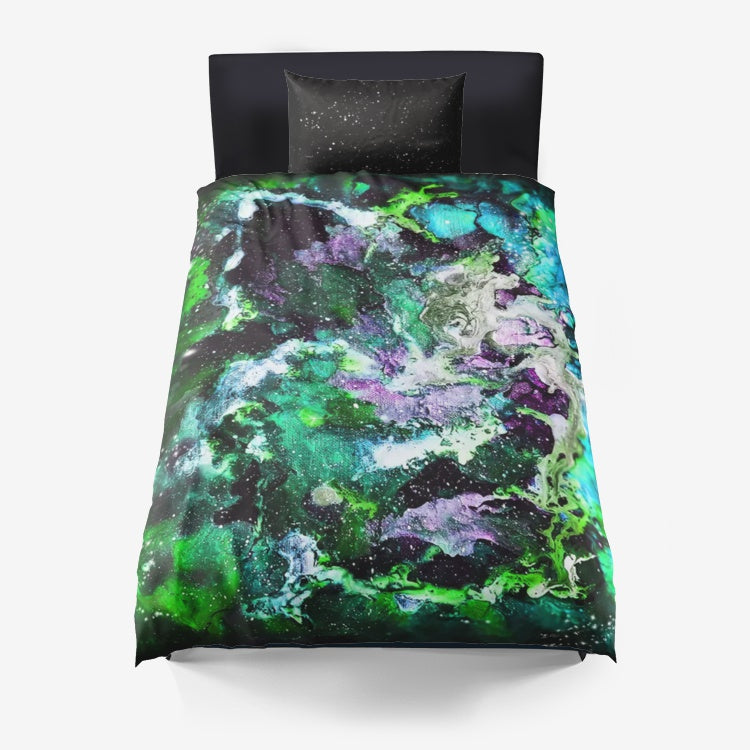 Green Galaxy Microfiber Duvet Cover