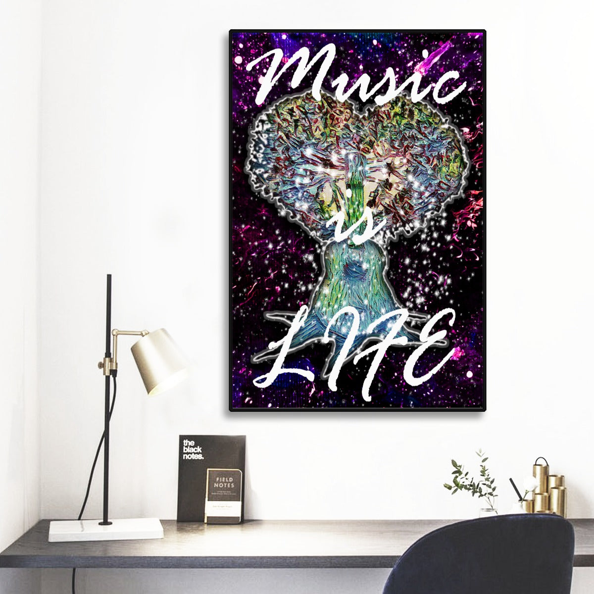 Music is Life Black Frame Mural