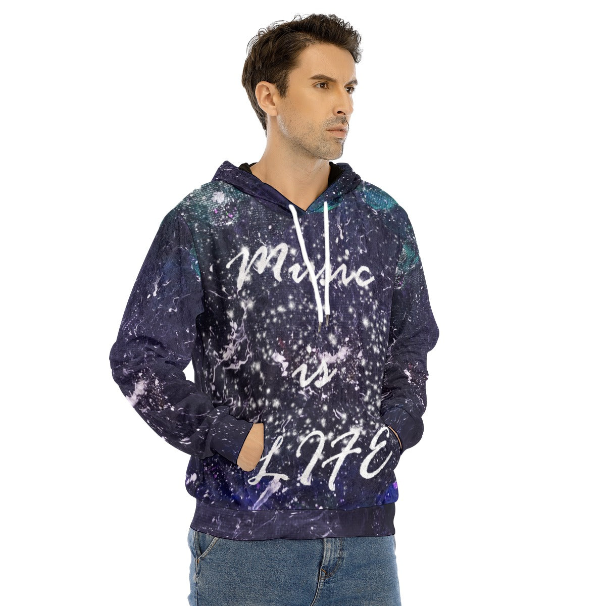 Music is Life Men's Pullover Hoodie | Velvet