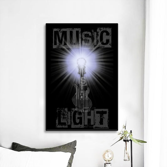Music is Light Black Frame Mural