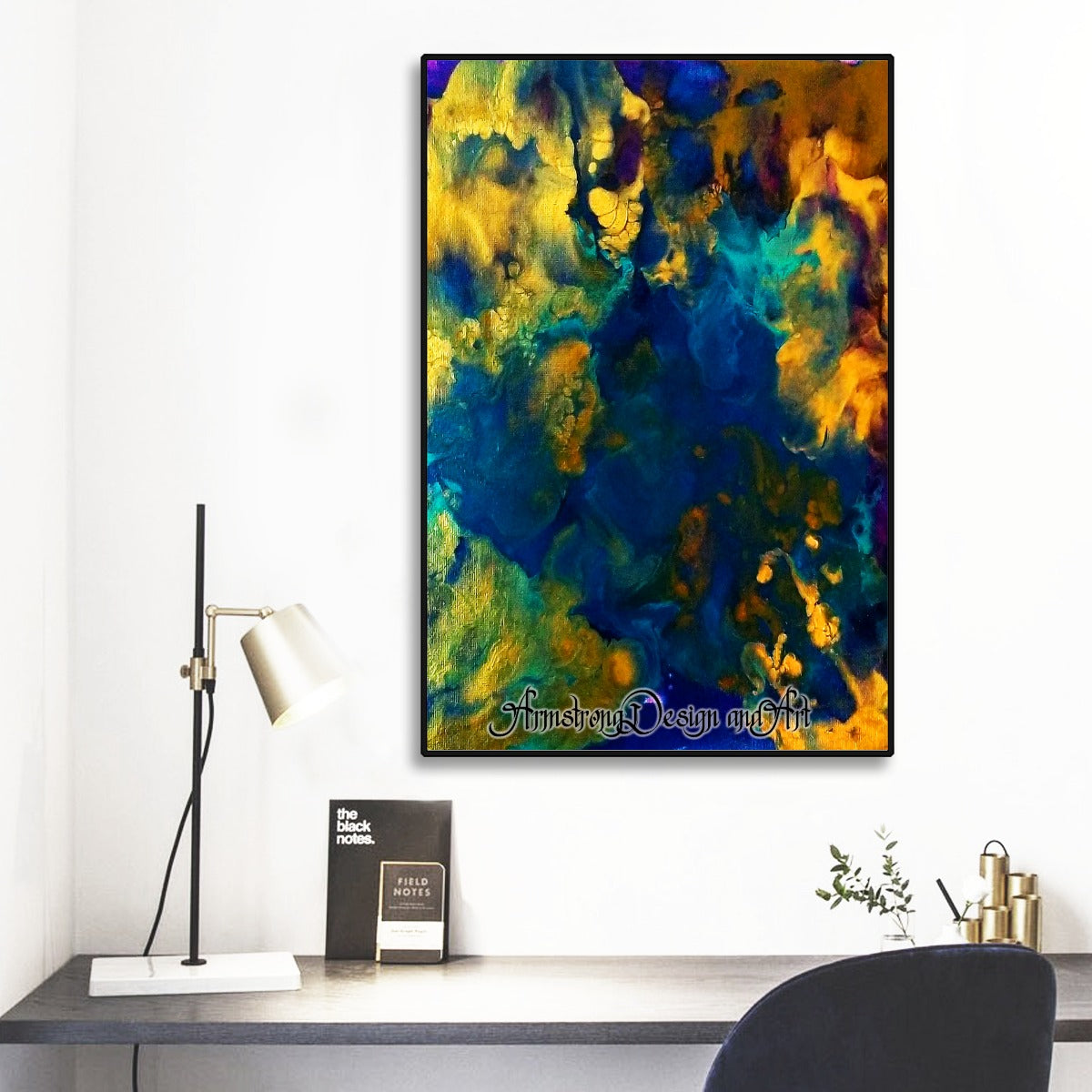 Golden Atlantis Black Frame Mural