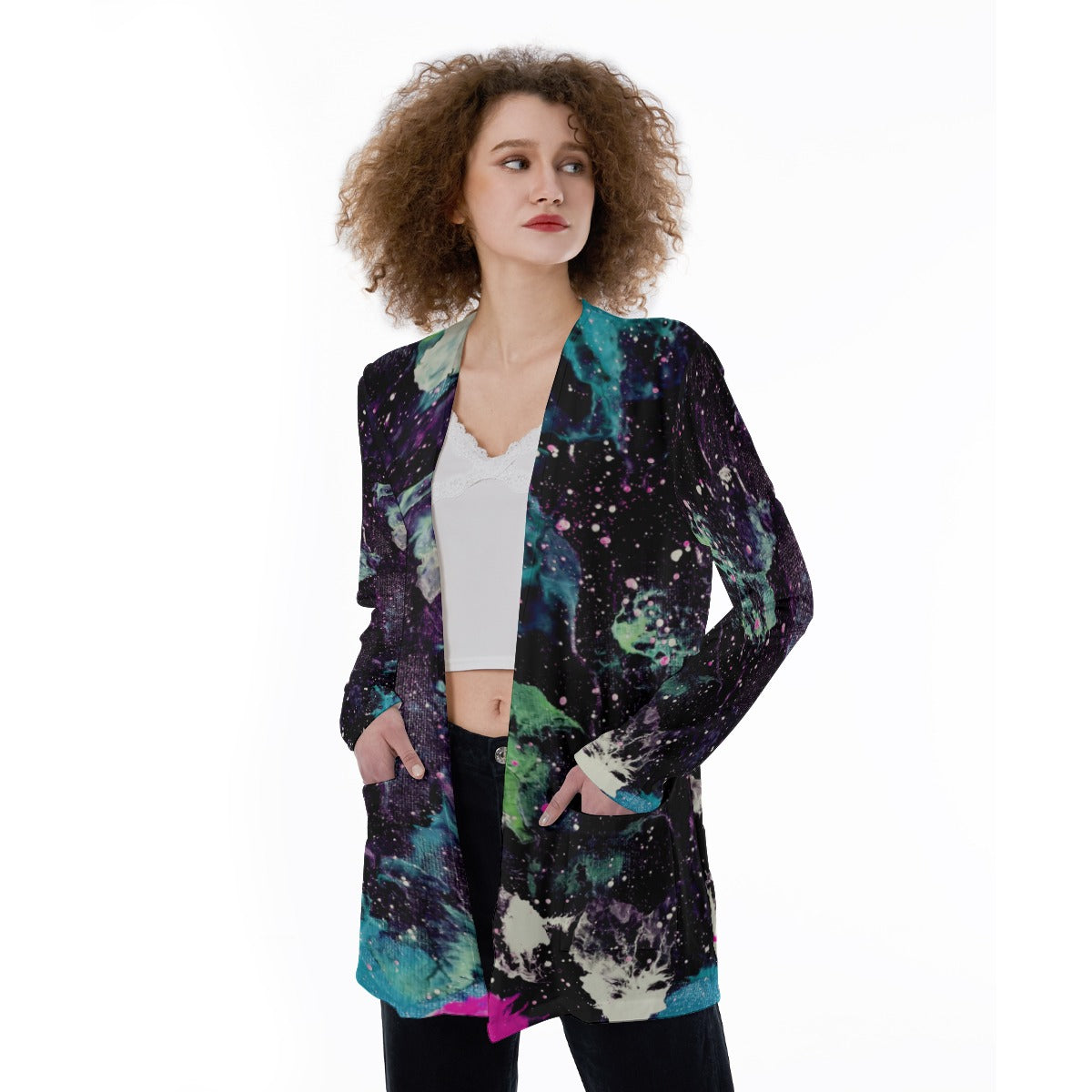 Space Storm Women's Patch Pocket Cardigan