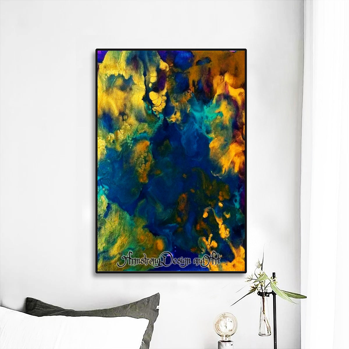 Golden Atlantis Black Frame Mural