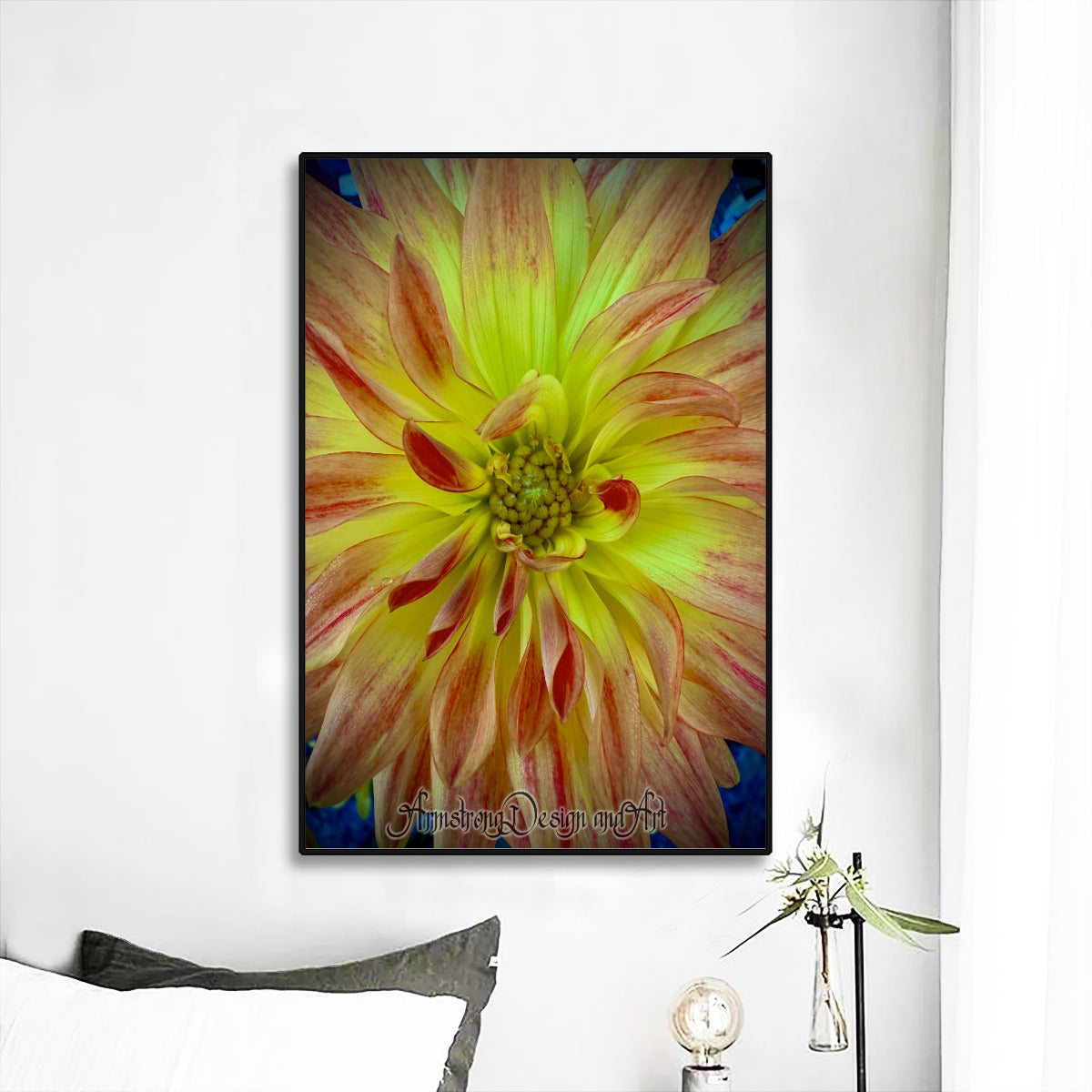 Fire Flower Black Frame Mural