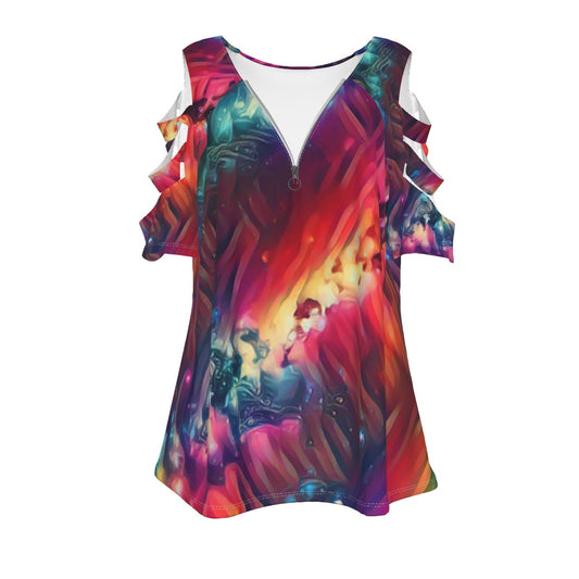 Starry Skies Women's Casual Top with Petal Short Sleeve