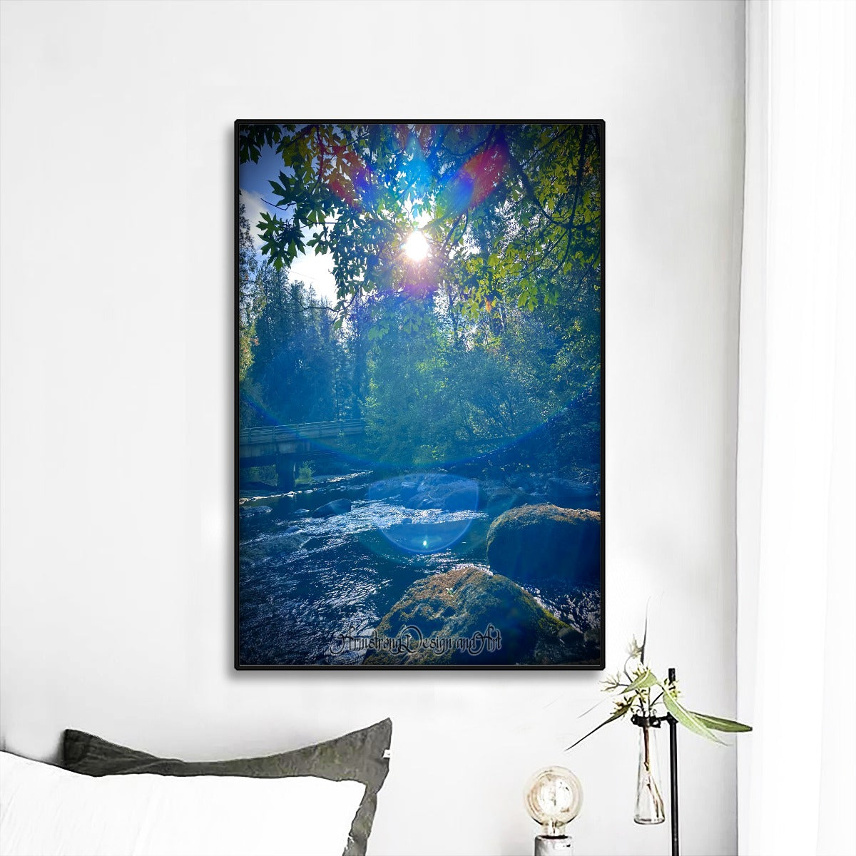 Sun Beams Black Frame Mural