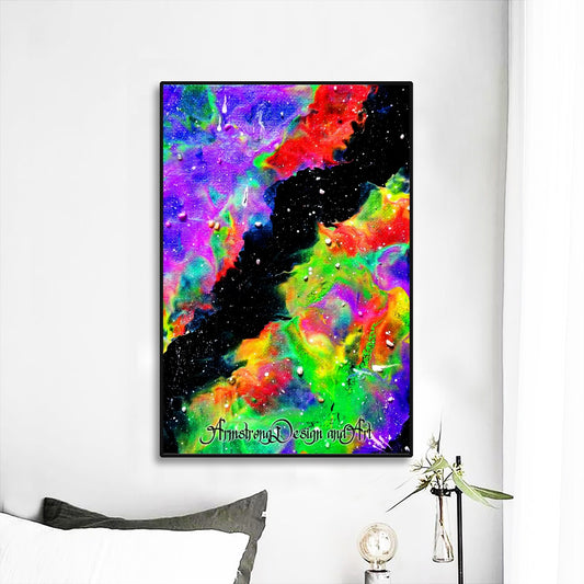 Galactic Rainbow Black Frame Mural