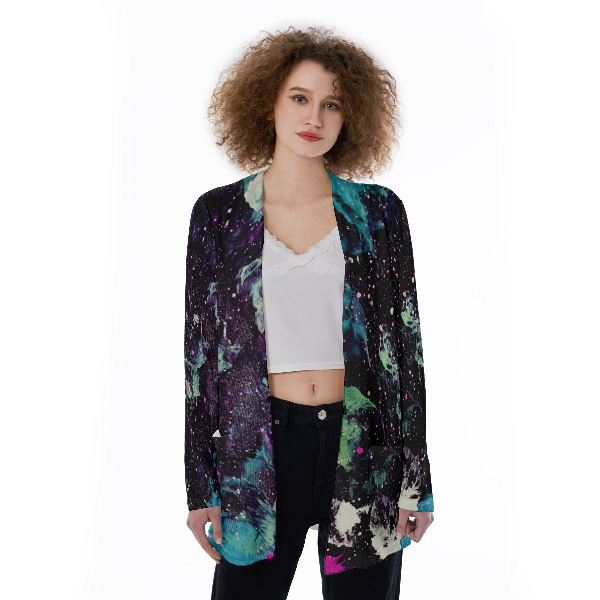 Space Storm Women's Patch Pocket Cardigan