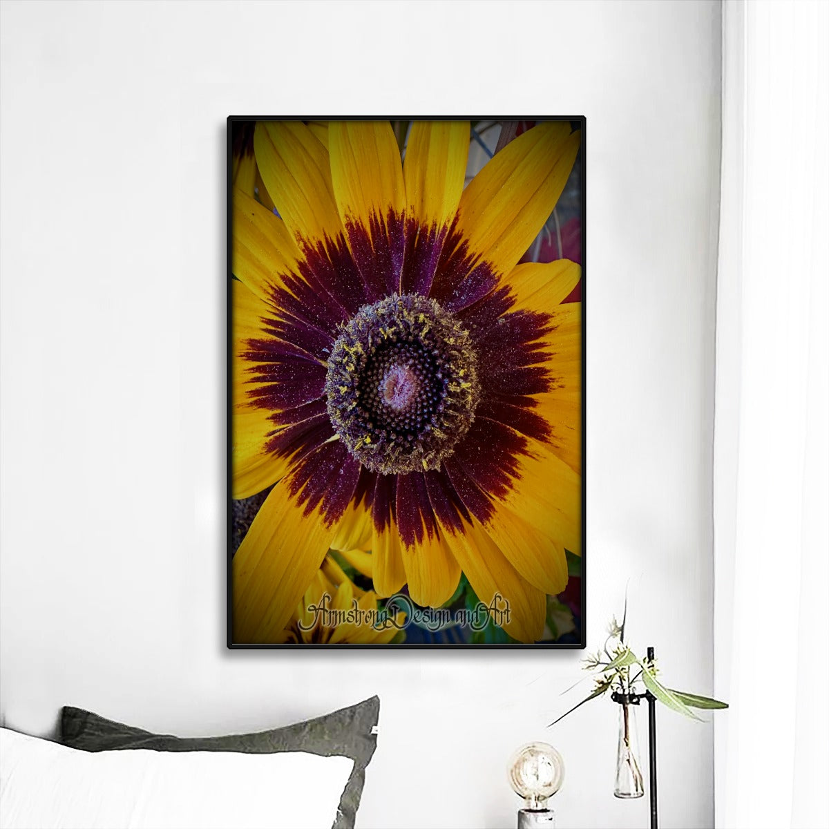 Sunny Flower Black Frame Mural