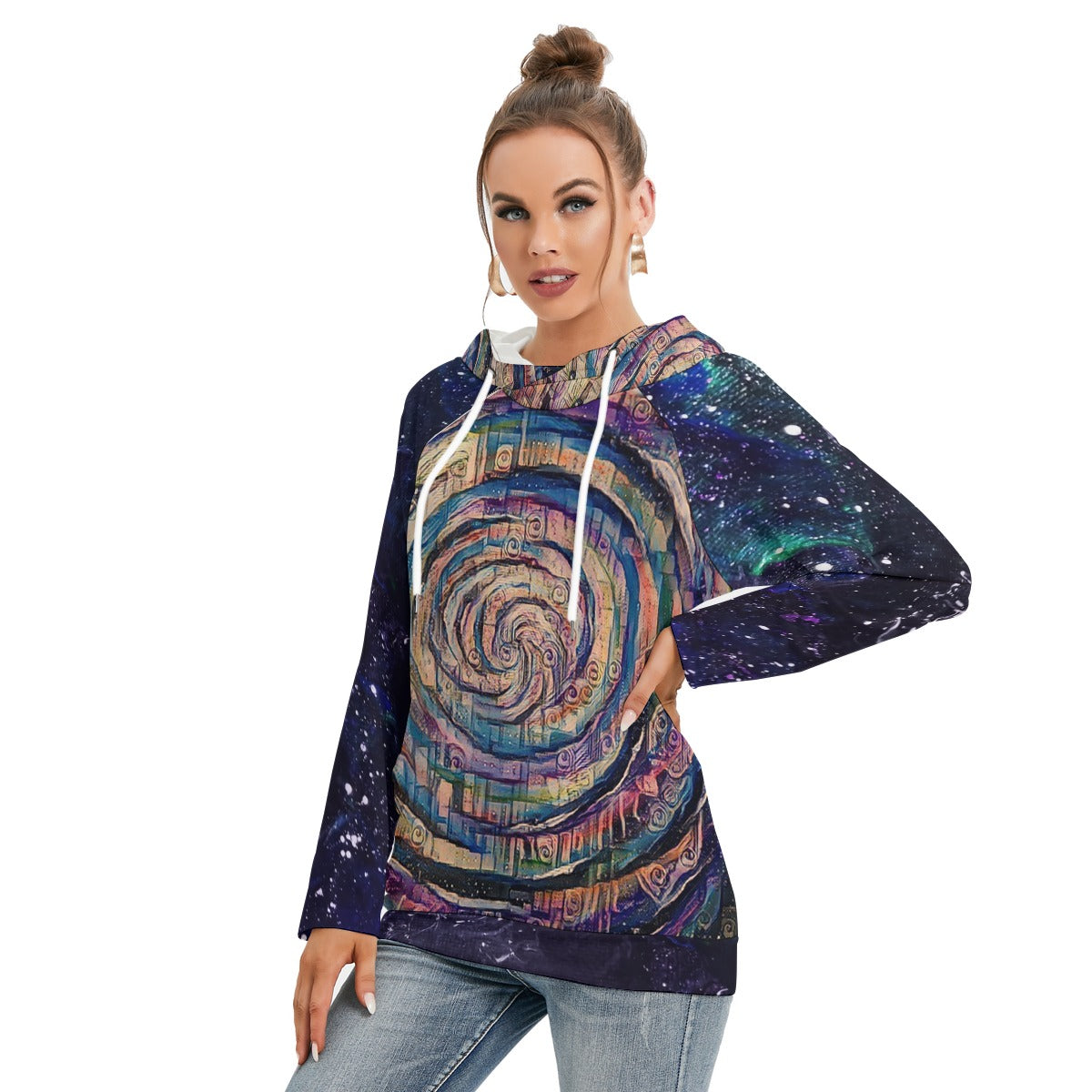 Whirlpool/ Galactic Darkness Women's Hoodie With Double Hood