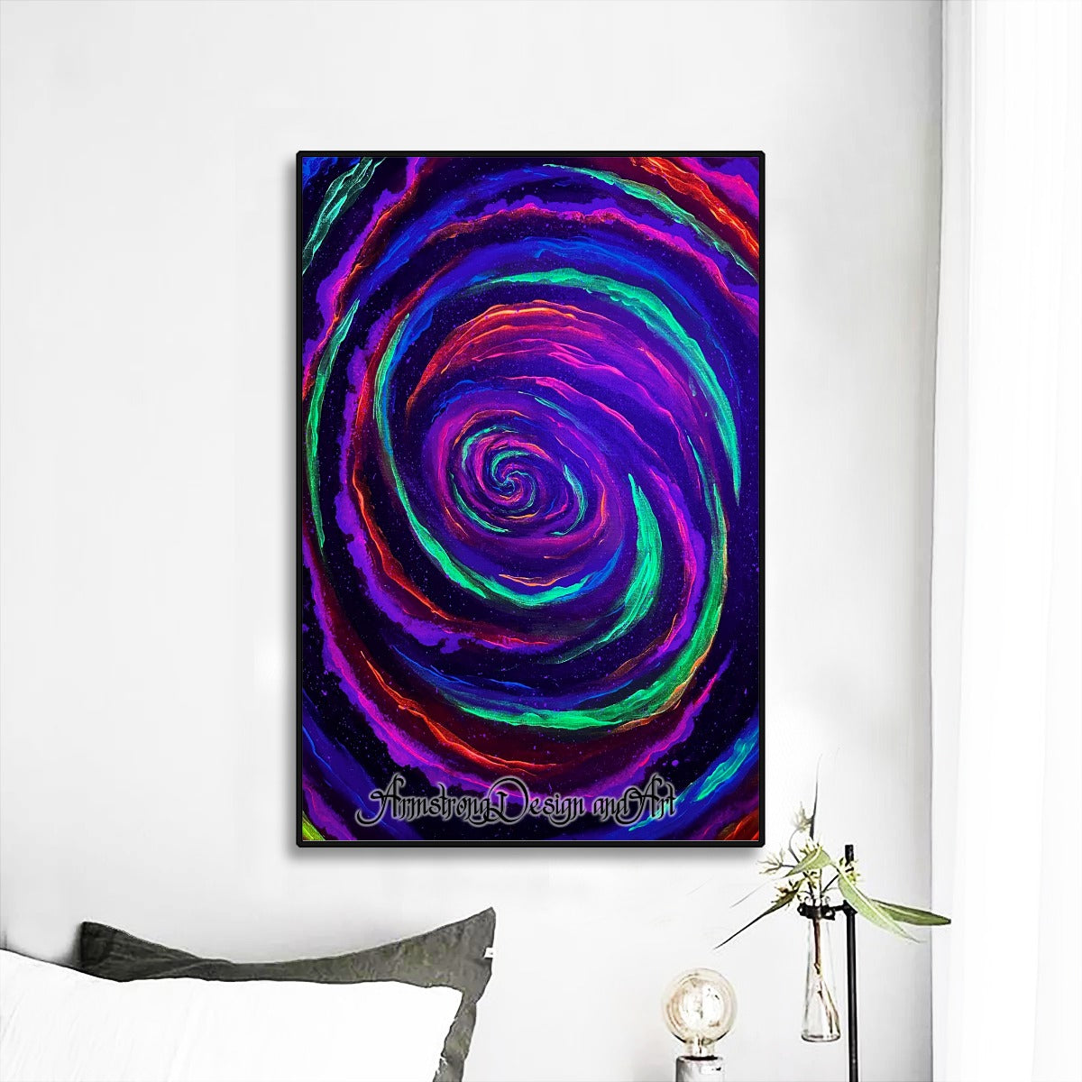 Galactic Rabbit Hole Black Frame Mural