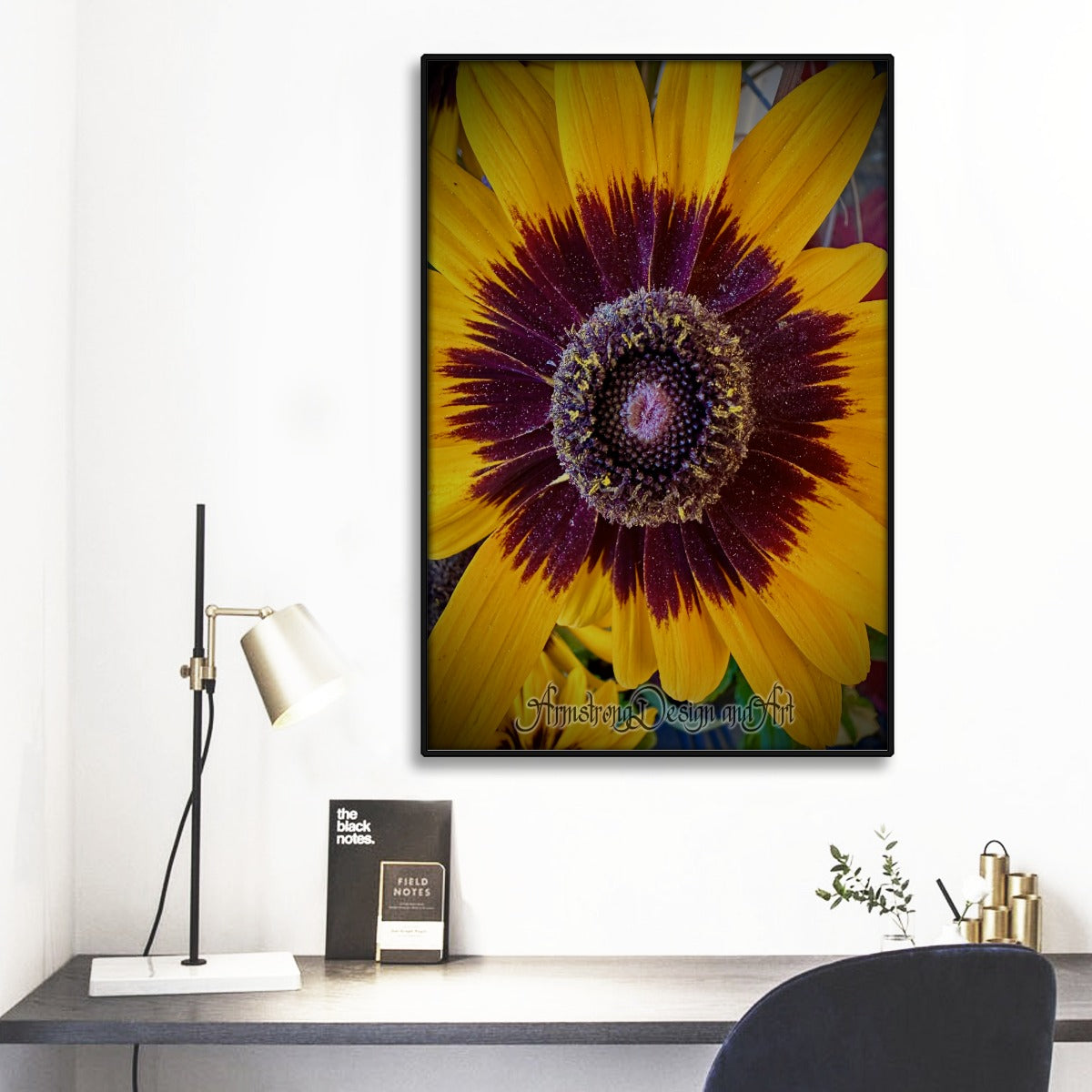 Sunny Flower Black Frame Mural