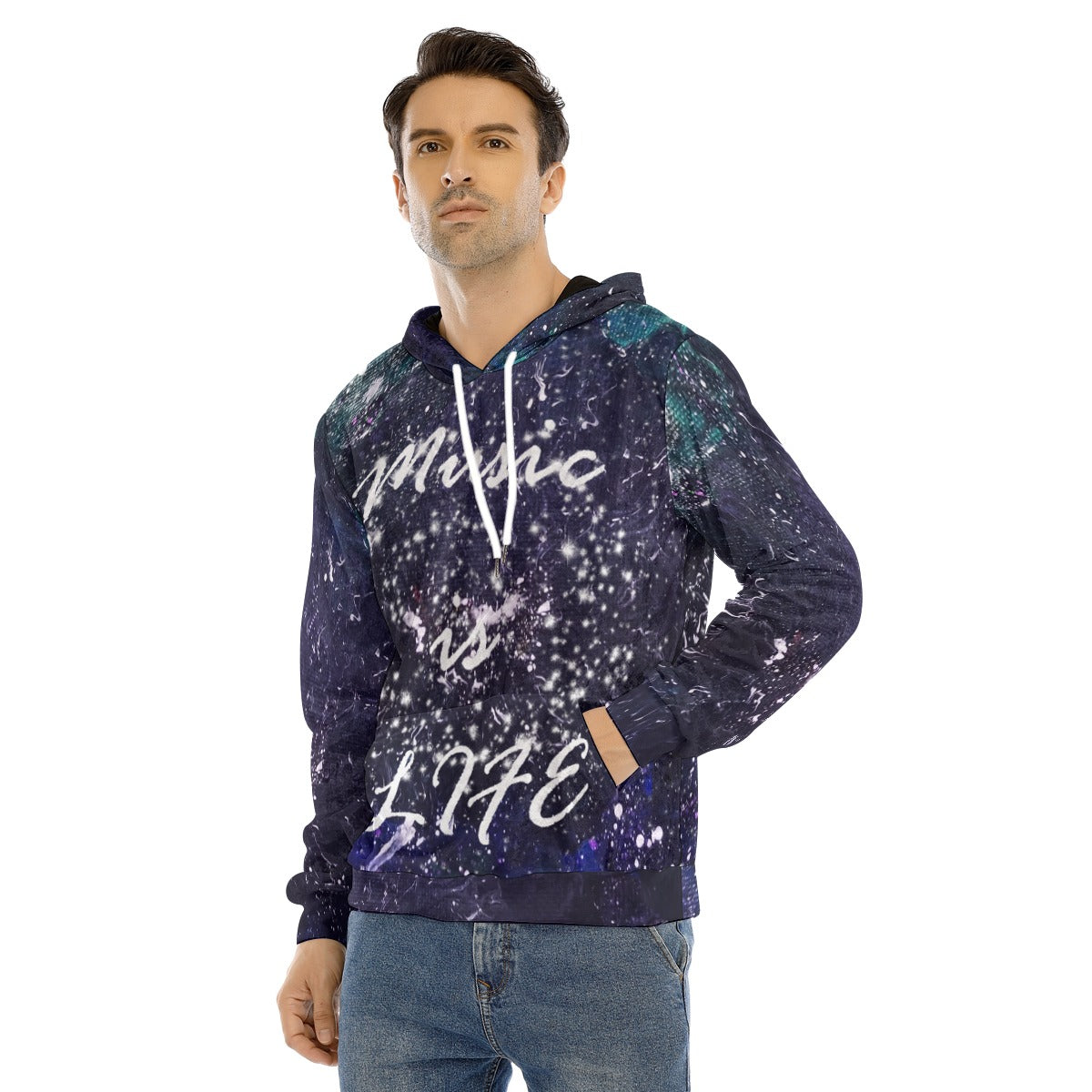 Music is Life Men's Pullover Hoodie | Velvet