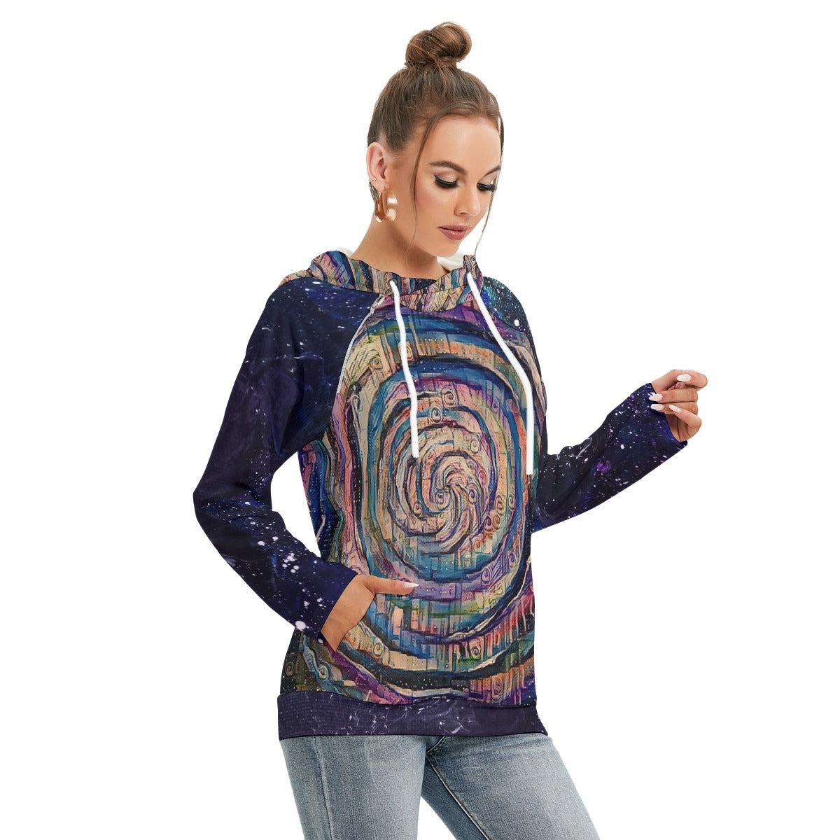 Whirlpool/ Galactic Darkness Women's Hoodie With Double Hood