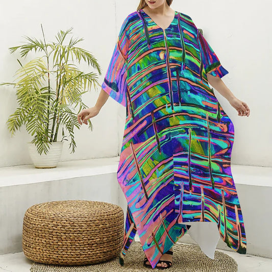 Drip Women's Imitation Silk V-neck Kaftan Robe