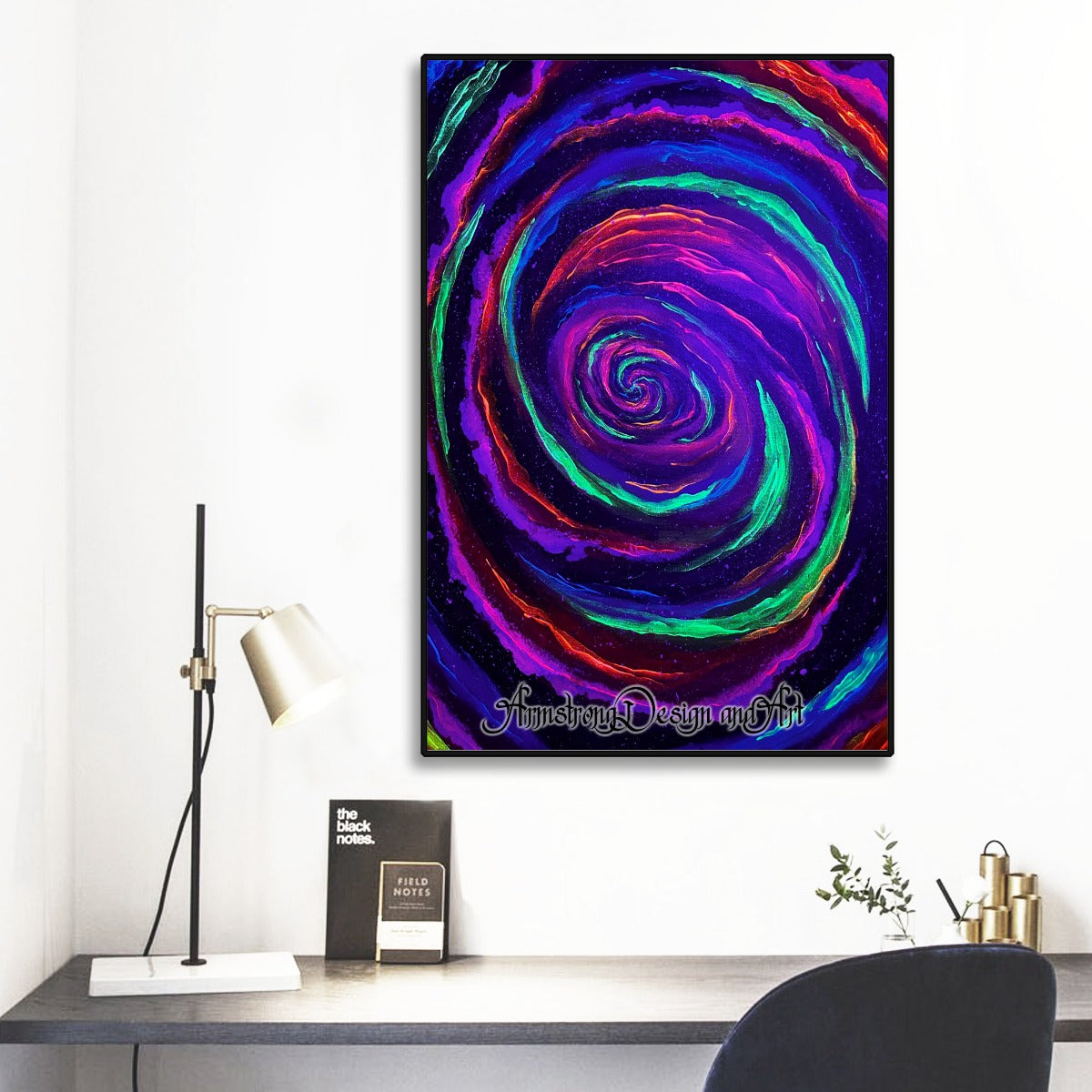 Galactic Rabbit Hole Black Frame Mural